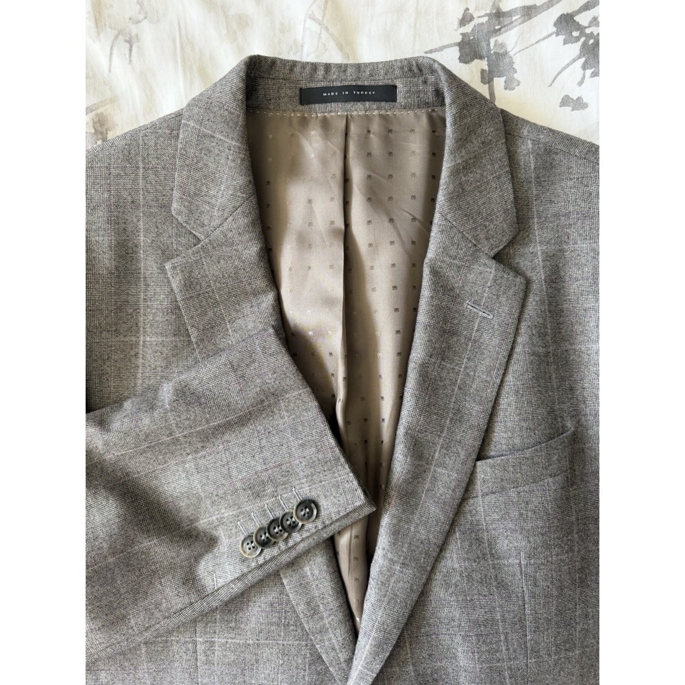 Hugo BOSS T-Harver Sport Coat Blazer Grey Purple Check 100% Wool Italian Fabric